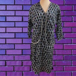 Sister Max VTG Silk Black Beaded Sequin Dress 2 PC Set Size Medium